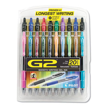 Pilot® G2 Premium Gel Pen, Retractable, Fine 0.7 Mm, Assorted Ink And Barrel Colors, 20-pack freeshipping - TVN Wholesale